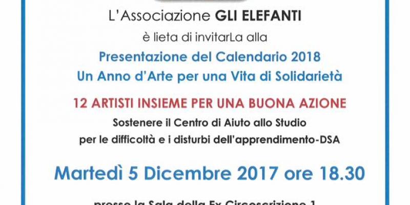 calendar 2018 "a Year of art for a life of solidarity" The Association ELEPHANTS