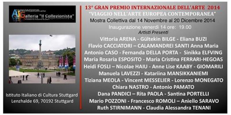 XIII GRAN PREMIO INTERNAZIONALE DELL'ARTE  presso ISTITUTO ITALIANO DI CULTURA DI STOCCARDA: VIAGGIO NELL'ARTE CONTEMPORANEA