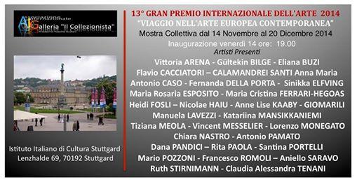 XIII GRAN PREMIO INTERNAZIONALE DELL'ARTE  presso ISTITUTO ITALIANO DI CULTURA DI STOCCARDA: VIAGGIO NELL'ARTE CONTEMPORANEA