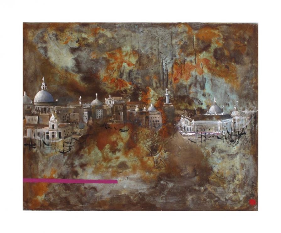 Venecia oxido I (artist: Alejandro Hermann),73 x 93cm.oxidos y oleo con tecnica mixta sobre madera.J