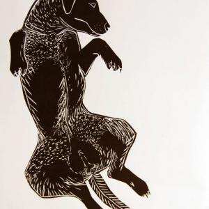 puppy - woodcut 猫 - 50x35cm - 2014