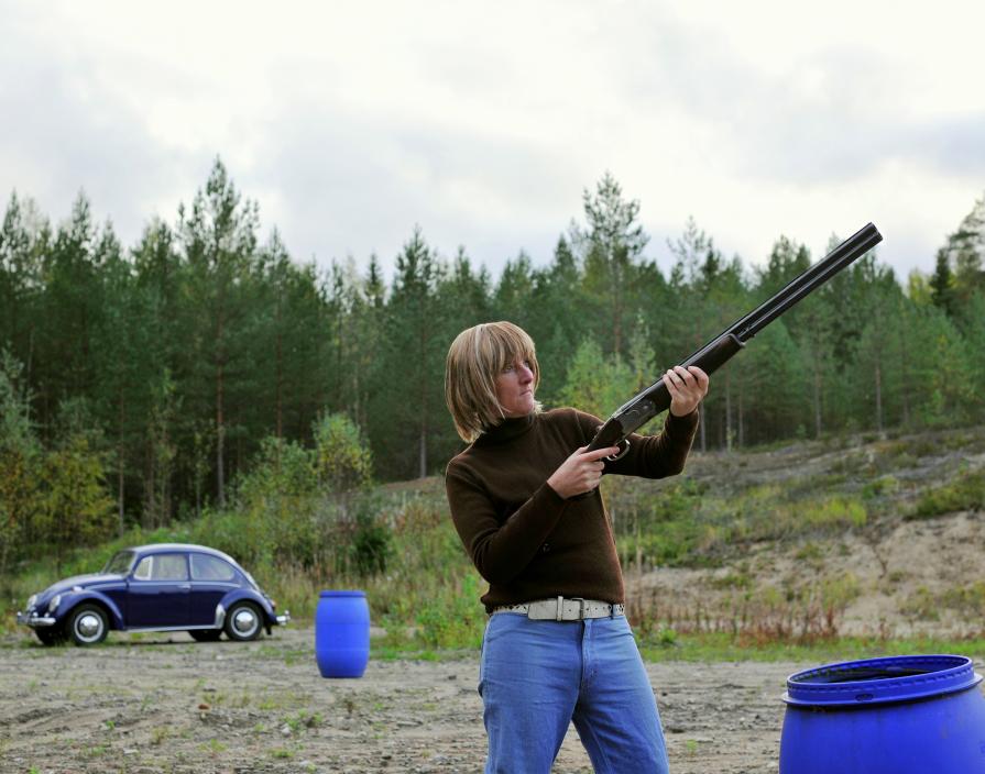 FIG> 019KI (TM). Father and son clay pigeon shooting day Särkikangas sandpit,  Year: 1975 (2015) Location: Vilppula