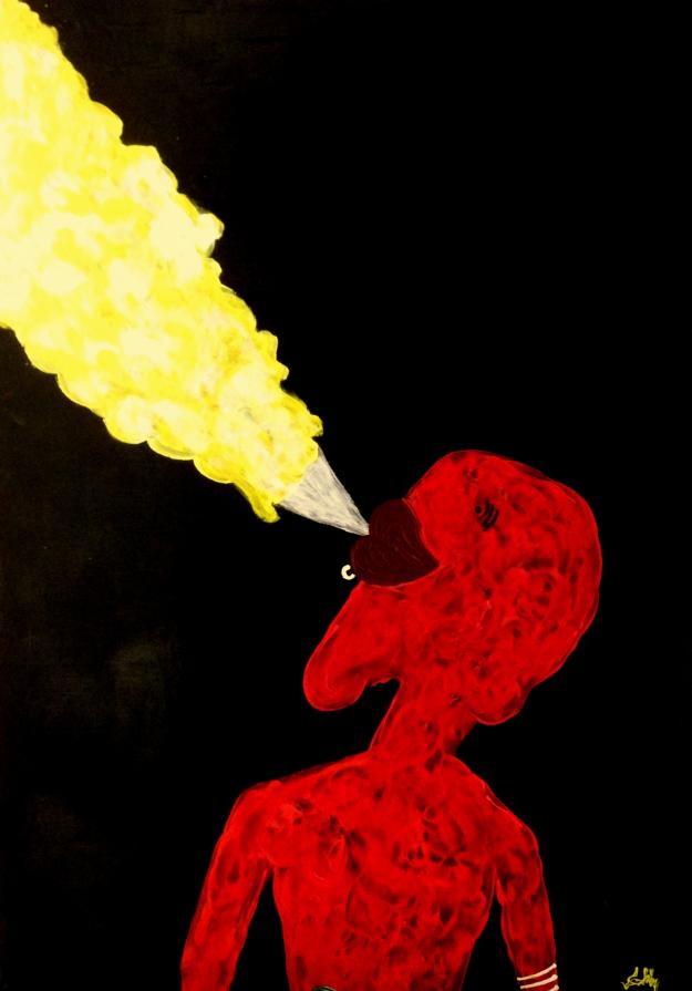 Fire Eater mixed media on cardboard  50 x 35 cm 2015