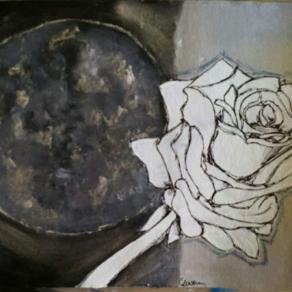 silver moon and white rose