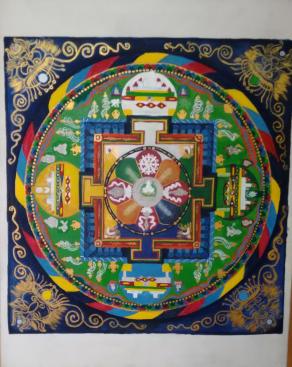 Study - Gouache Painting of a Tibetan Mandala - work in progress