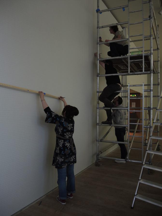 Wall Drawing 119 - Sol LeWitt. Installation at Lewis Glucksman Gallery, University College Cork, Co Cork, Ireland. Assistant to Sachi Cho.