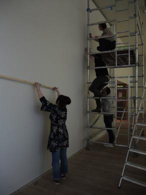 Wall Drawing 119 - Sol LeWitt. Installation at Lewis Glucksman Gallery, University College Cork, Co Cork, Ireland. Assistant to Sachi Cho.