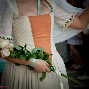 the bride and roses