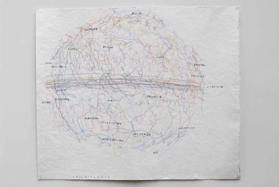 Scarabocchio, 2014, pastelli e inchiostri su carta di cotone, 70 x 80 cm