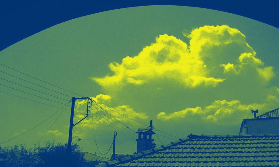 roofs and yellow clouds