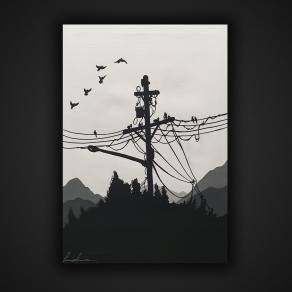 black and white electric pole