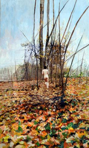 nude visiting a forest