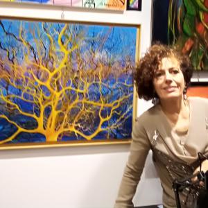 Maristella Angeli, presente all’inaugurazione della Rassegna Artistica Internazionale “Art Shopping for Christmas 2019”, Roma