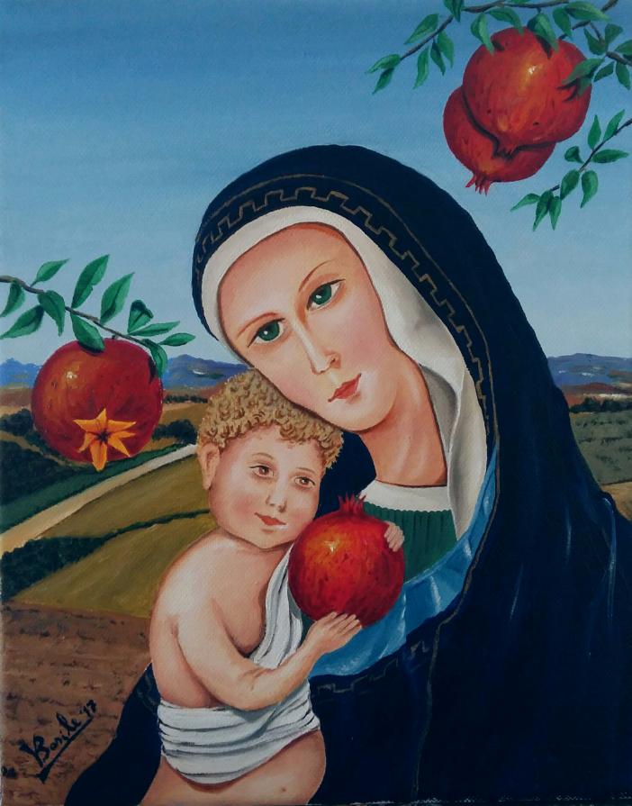 Madonna del melograno con bambino ( omaggio al '400 italiano )