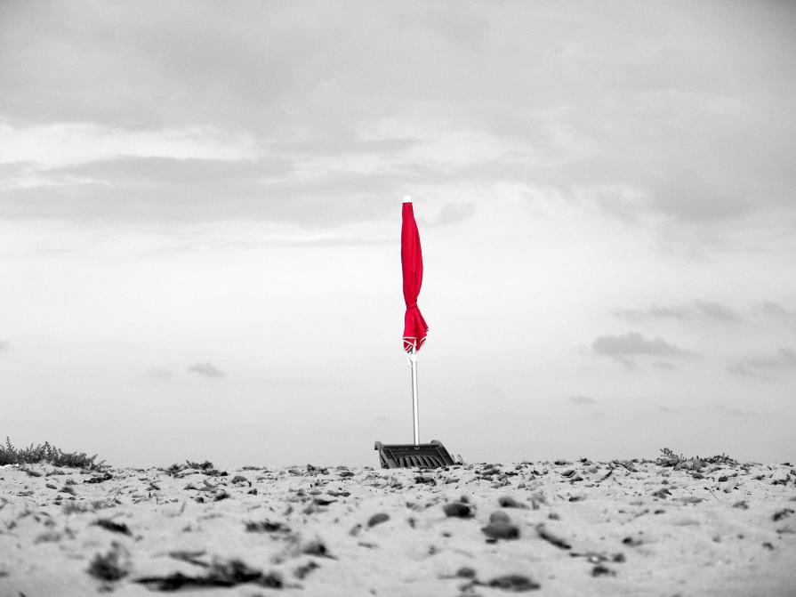 red, big umbrella