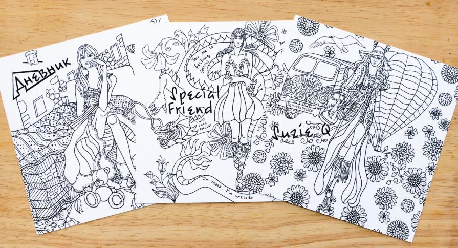 Nice postcards for coloring and postcrossing.