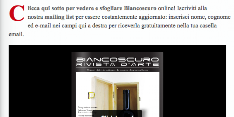 Biancoscuro Art Magazine READ NOW