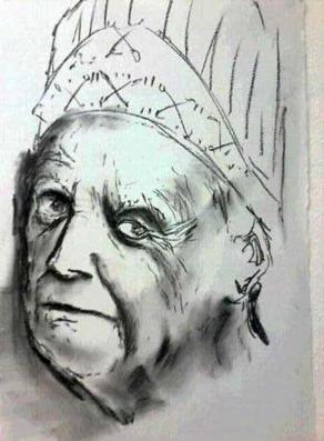 Charcoal sketch - Pope Benedict XVI