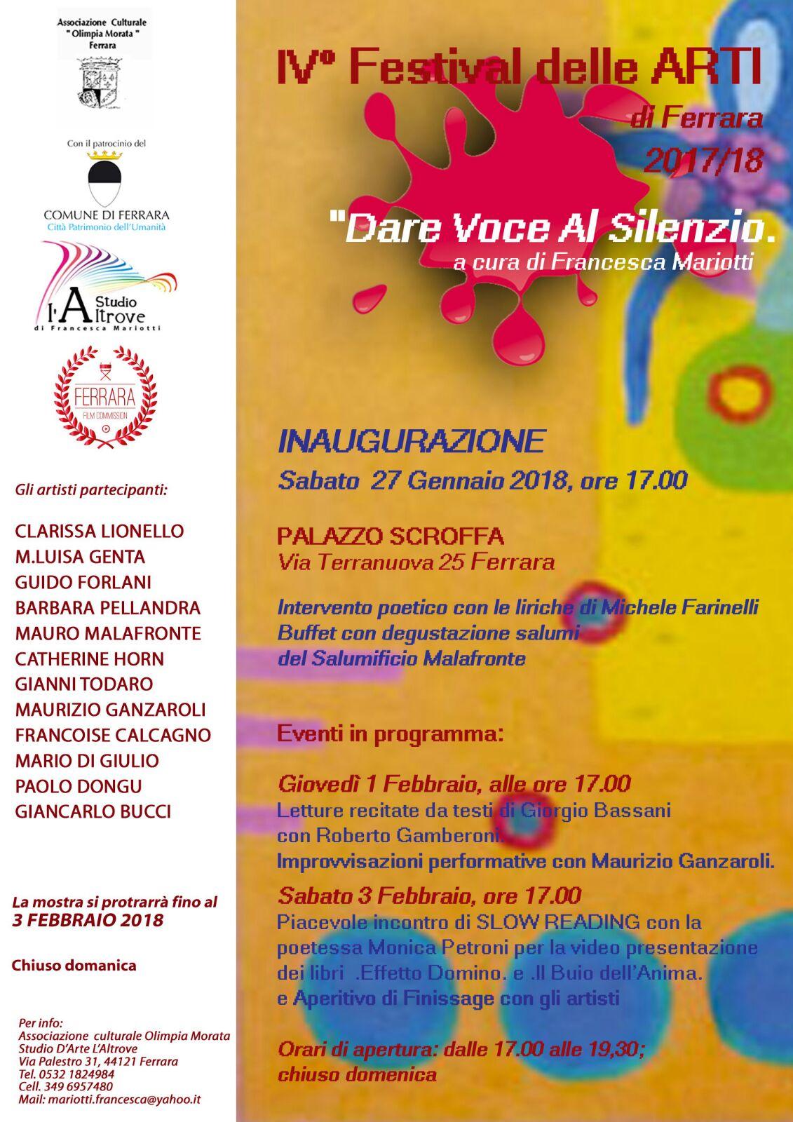 IV° festival delle Arti di Ferrara - dare voce al silenzio