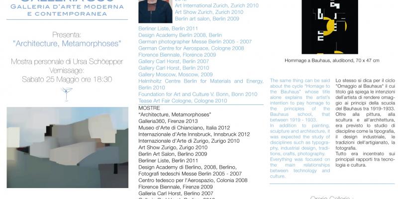 Mostra personale di Ursa Schoepper "Architecture, Metamorphoses" 