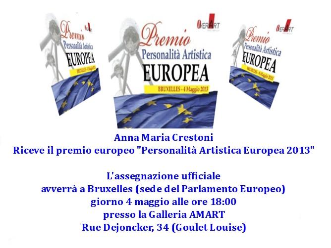 Premio Europeo "Personalità Artistica Europea 2013"