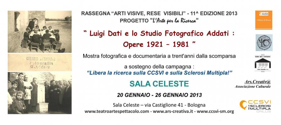 Invito Mostra retrospettiva di Luigi Dati - Studio Fotografico Addati in Sala Celeste per CCSVI-SM