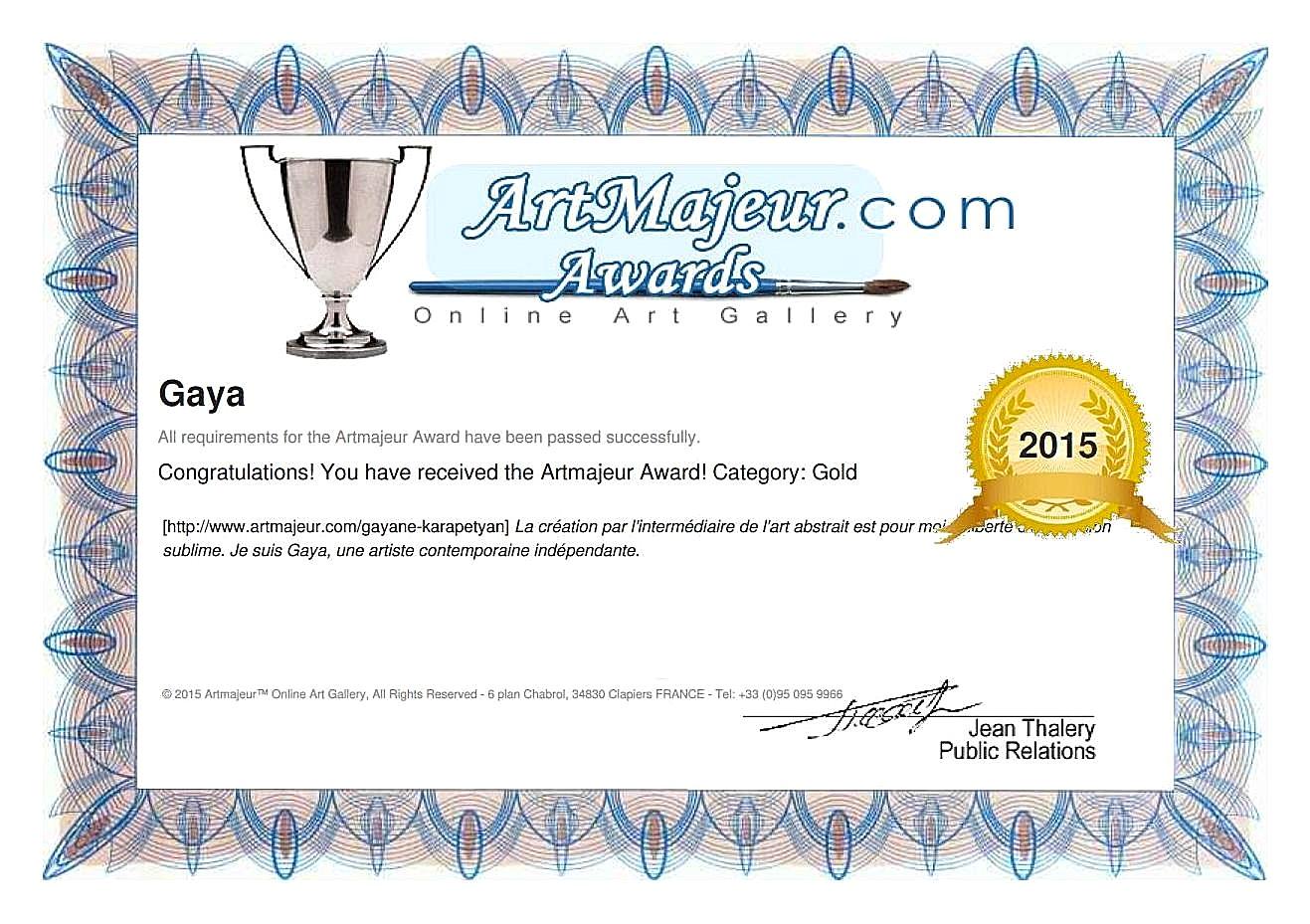 Artmajeur Gold Award 2015