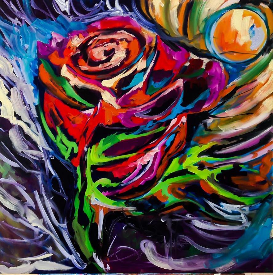 La Rosa e La Luna, olio su tela,80x80cm,2015