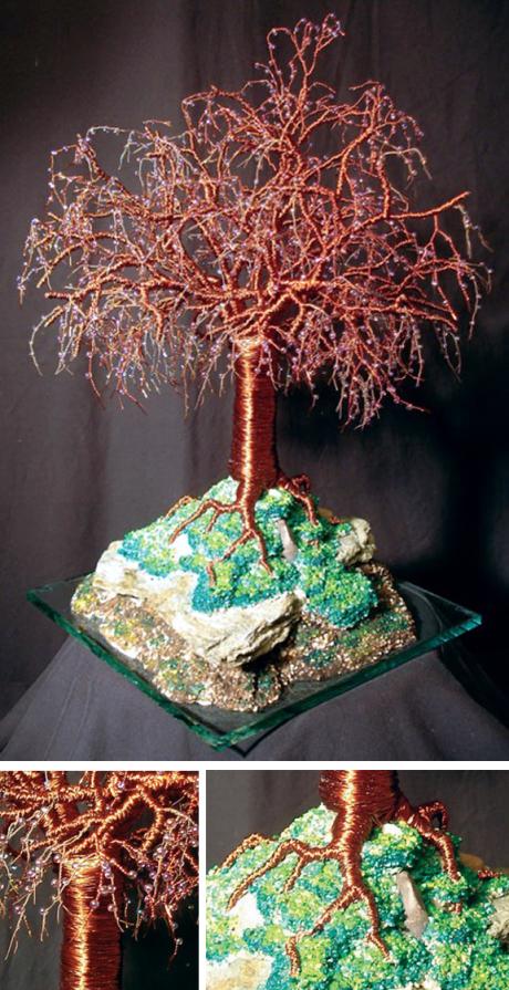 Mystical Island, beaded tree sculpture