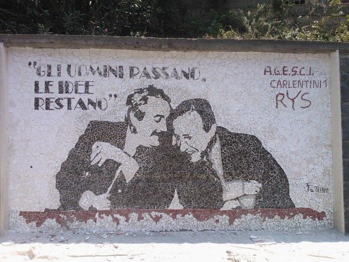 Mosaico,con piastrelle,irregolare  Giovanni Falcone e Paolo Borsellino