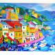 Claudio Malacarne (Italia) - Portofino - Serigrafia Su Tela - 50 X 70