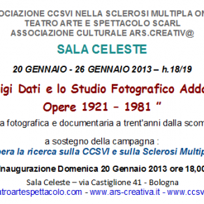 Invito Mostra retrospettiva di Luigi Dati - Studio Fotografico Addati in Sala Celeste per CCSVI-SM