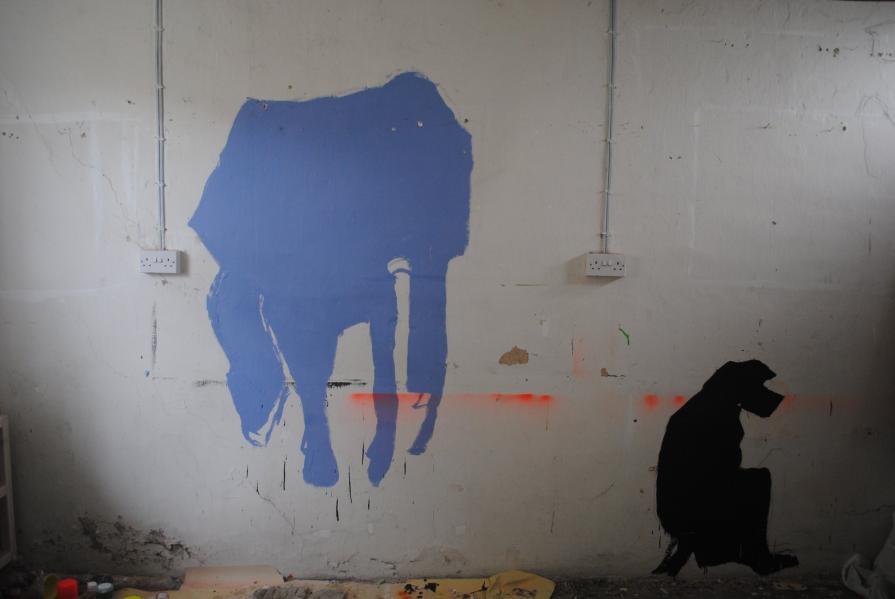 Blue horse, black baboon