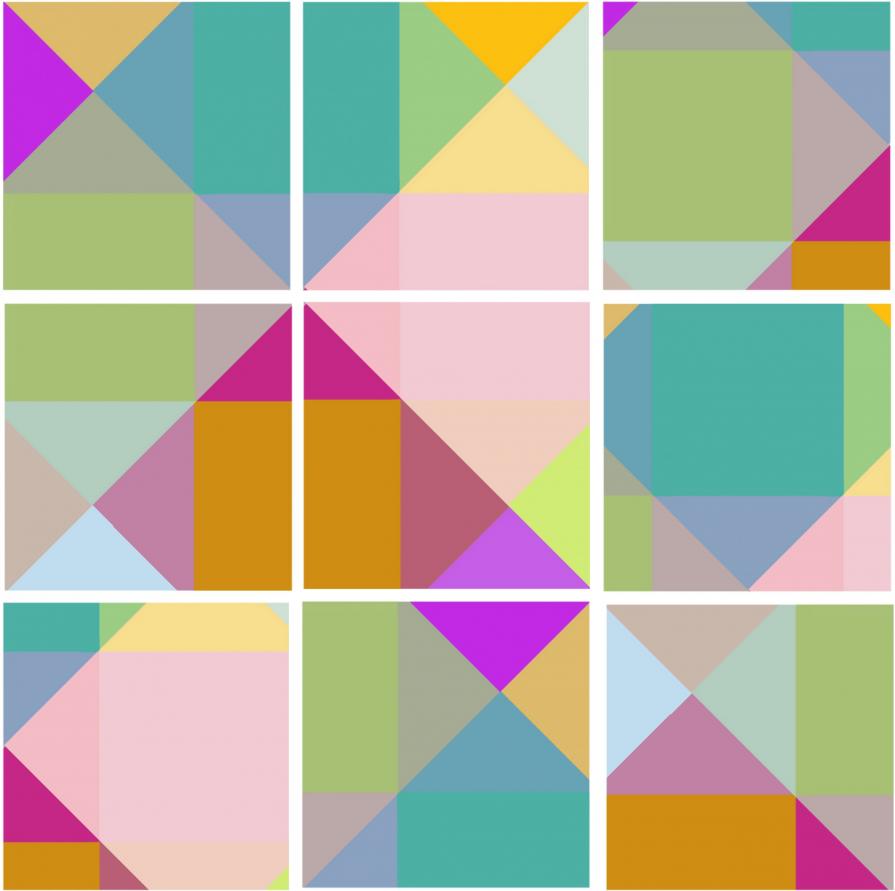 Squares, consisting of 9 parts