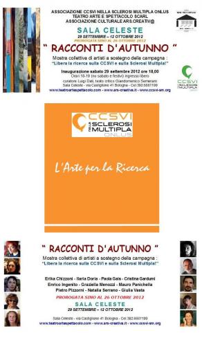 Locandina mostra collettiva "Racconti d'Autunno" artisti per la CCSVI-SM