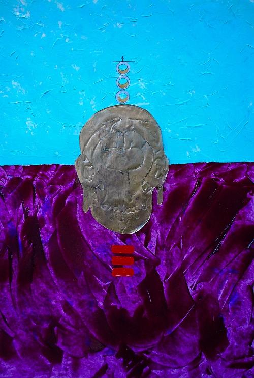 equilibrist above the madness mixed  media on cardboard cm 70 x 50 2014