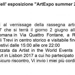 Invito email per Esposizione Artistica Internazionale  Artexpo Summer 2017