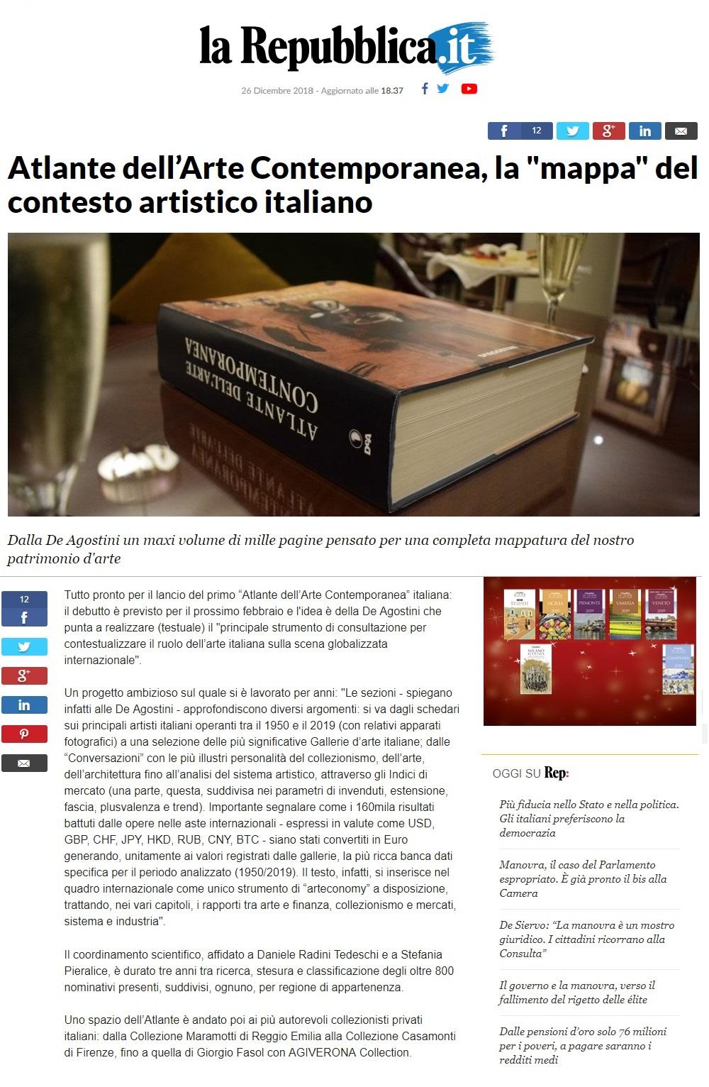 inserimento "Atlante dell'arte contemporanea De Agostini"