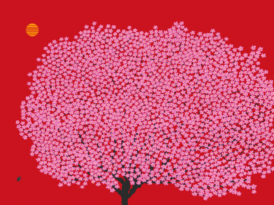 Cherry Blossoms and Vermillion – Memorial to Nanjing. Historical events that became imbedded in my memory as images which wrench themselves out of a place to be revealed. Part of me is still the child listening to stories my mother told me about growing u