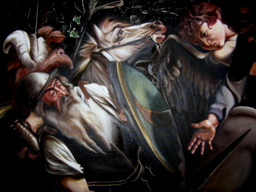 @ artisti a confronto LA GRISAGLIA ..particolare della conversione di S Paolo del Caravaggio