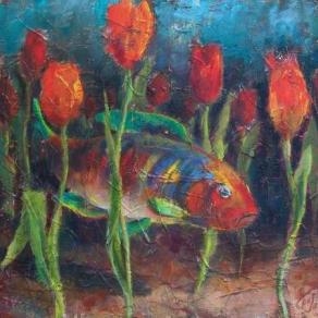 Fish in tulips