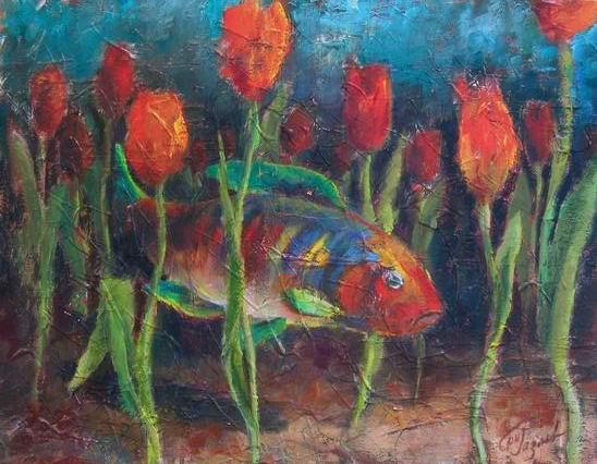 Fish in tulips