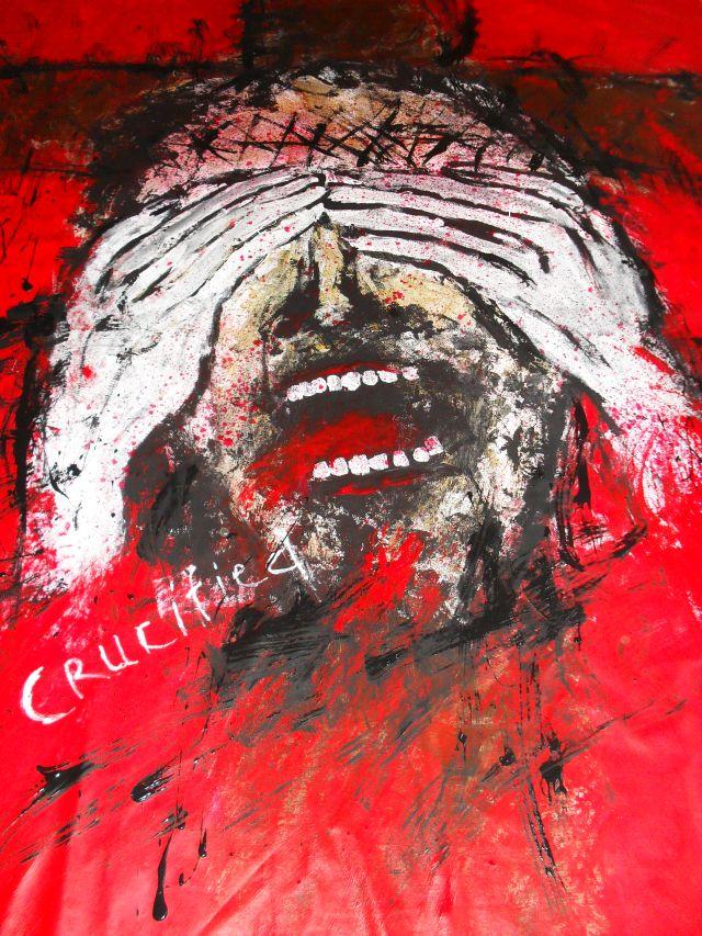 -And they crucified him..-Acryl auf Tuch,200 x 145 cm