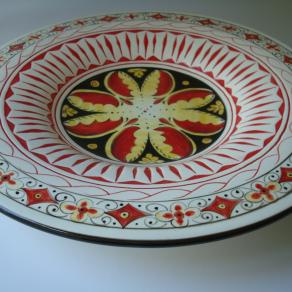 Carved black & red Moroccan platter