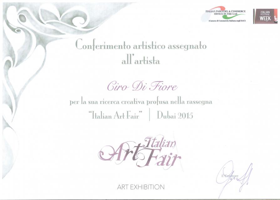 Conferimento  Artistico di Dubai per L' esposizione all' italian Art Fair" - Artistic Awarding of Dubai for The " Exhibition to " Italian Art Fair"