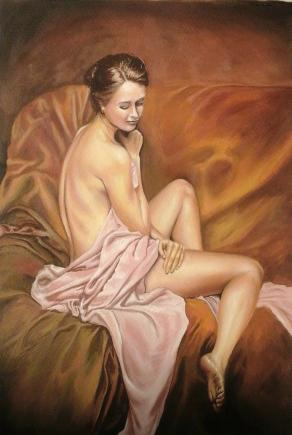 girl with pink silk