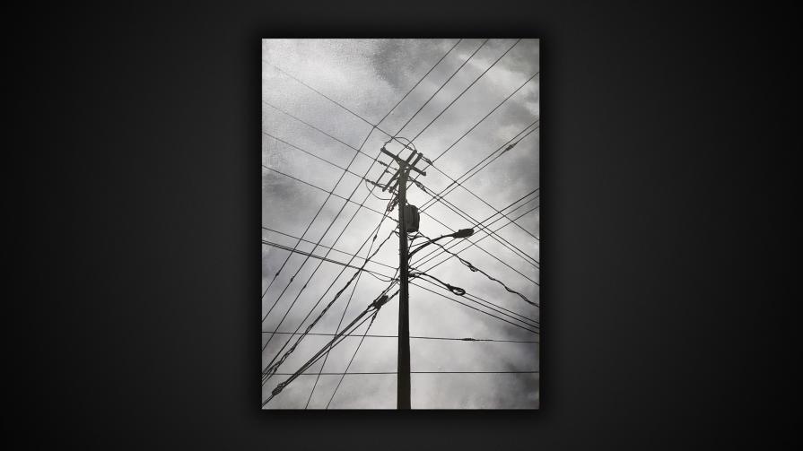 electric pole and gray sky