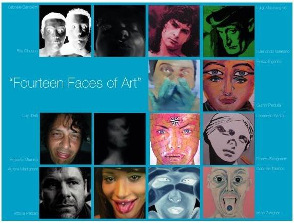 Locandina Mostra Collettiva Fourteen Faces of Art in Sala Celeste Bologna