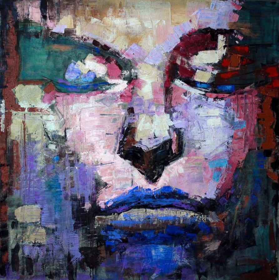 Fabio Modica | Portrait - mixed media on canvas - cm 150 x 150 | 59x59 inches | Private Collection - Atlanta - USA