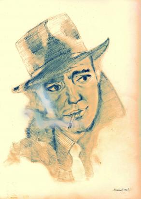 Don't Bogart that Join my Friend, pass it over to me! Humprey Bogart Portrait 